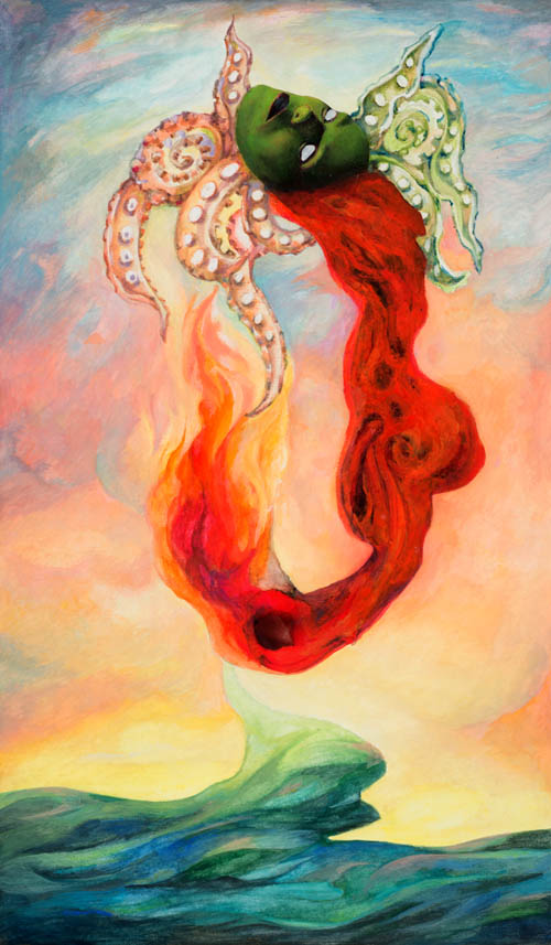 Nino Japaridze - Stranger of Fire (Etranger de Feu) - Japaridze Tarot - 2012-2013 mixed media painting